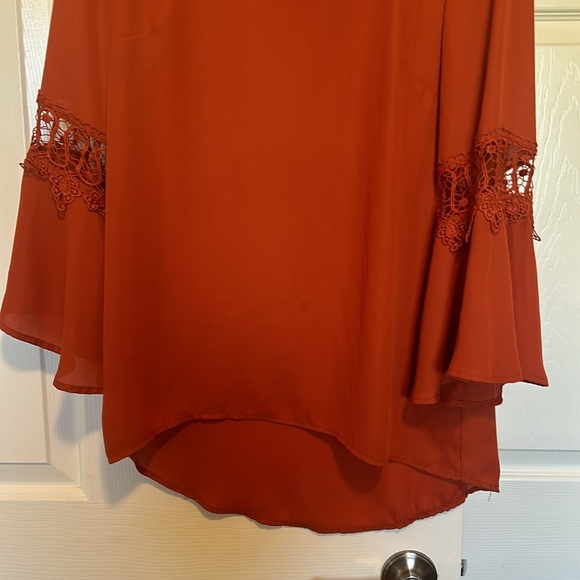 Zac & Rachel Orange Small Lightweight Orange Blouse Office Bell Sleeves - Picture 4 of 6